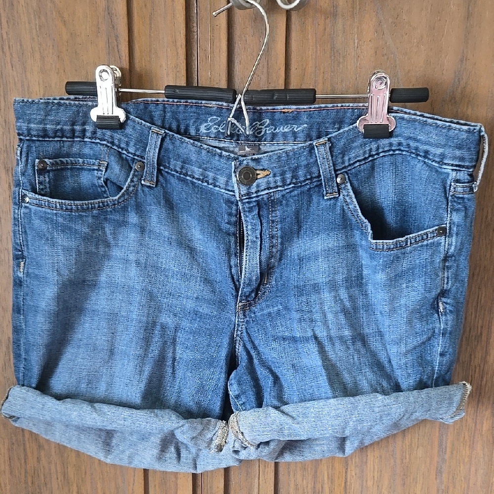 Eddie Bauer Blue Denim Shorts, Size 14